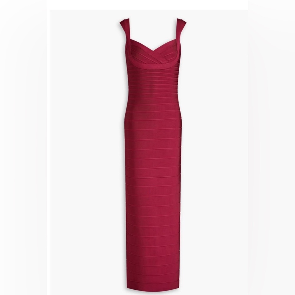NWT Herve Leger Burgundy Maxi Bandage Dress